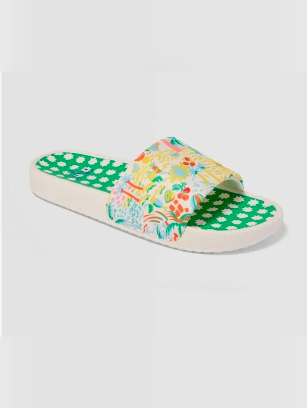Roller Rabbit Floral Slide Sandals - Green and Pink NEW